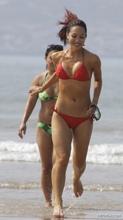 Myleene Klass Plays Beach Football