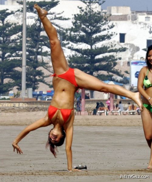 Myleene Klass Plays Beach Football